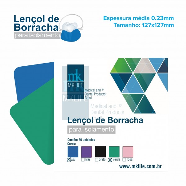 Lençol de Borracha 127 X 127mm [Verde ou Azul]